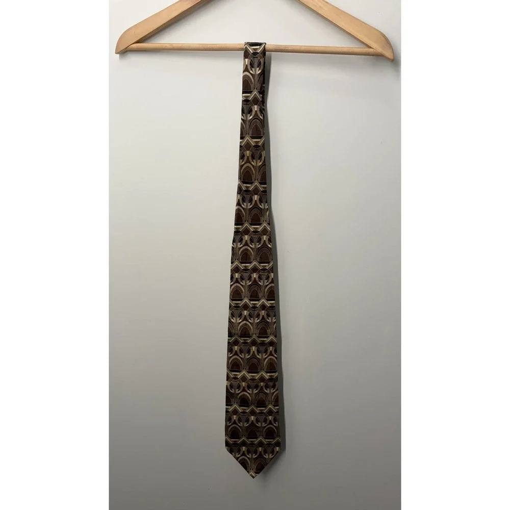 ZYLOS GEORGE MACHADO Mens Tie Art Deco Geometric 100% Italian Silk Vintage